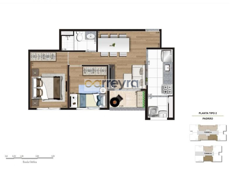 Apartamento com 2 quartos, 45,60m², à venda em São Paulo, FREGUESIA DO Ó - Carreyra Imobiliaria